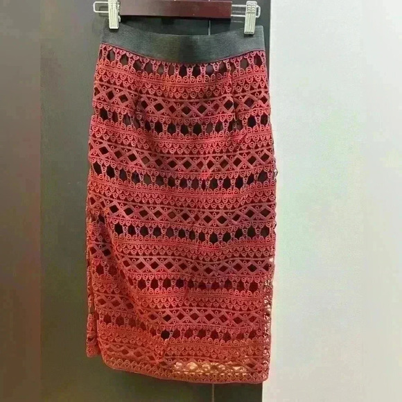 New Strut and Bolt Los Angeles Brown/Burgundy Lace Sleeveless Top and Skirt - Picture 6 of 11